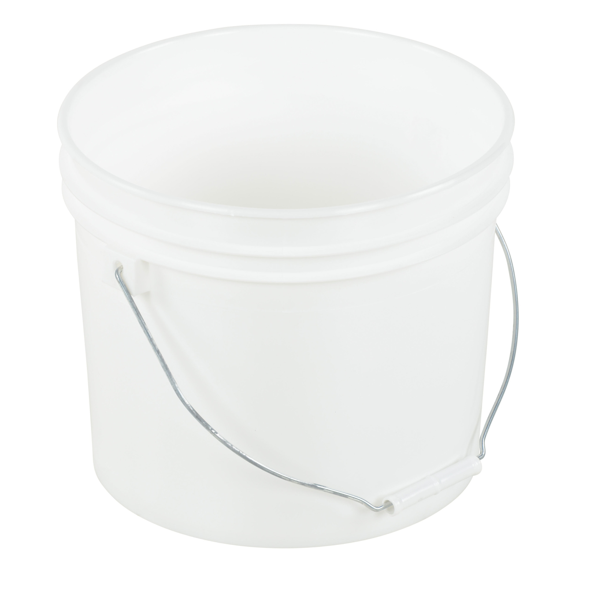 Vestil Open Head Pail with Steel Handle - 2 Gallon, White, HDPE Construction, Model# PAIL-2-PWS